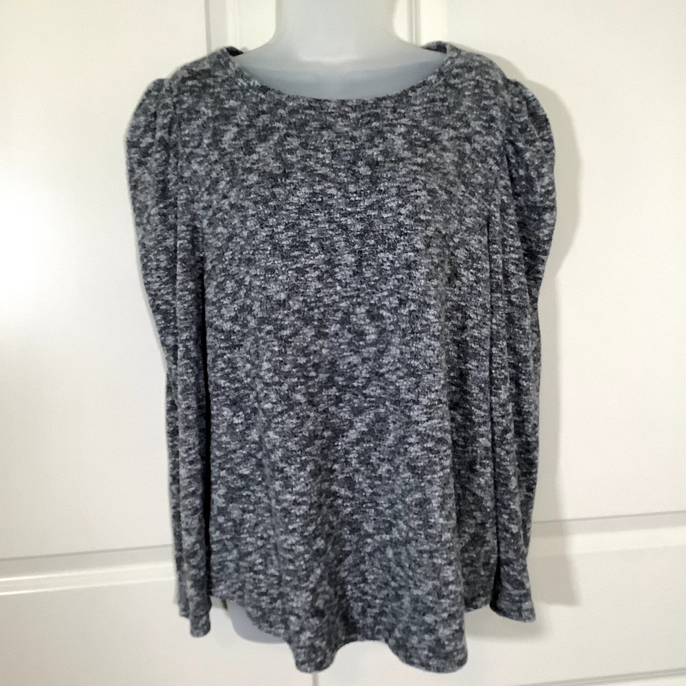 Old Navy Puffed Sleeve Sweater Women's Size XL Heathered Gray Round Neck